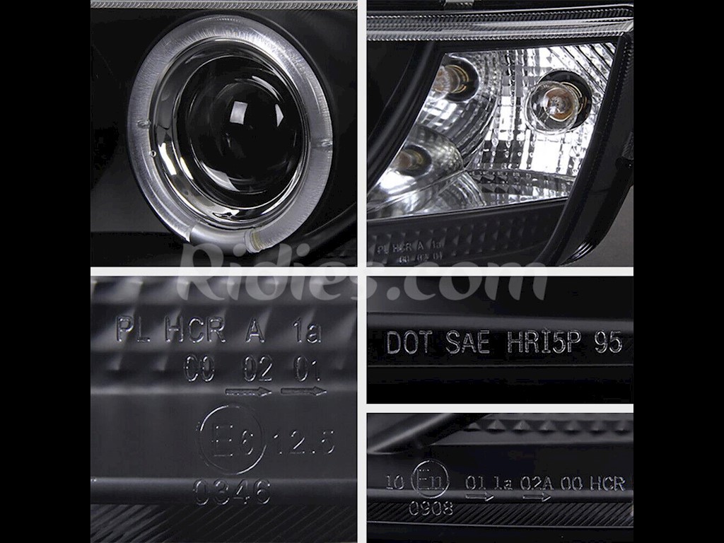 1996-2002 BMW Z3 M-POWER Black Angel Eye Halo Ring Projector Headlights  LH+RH