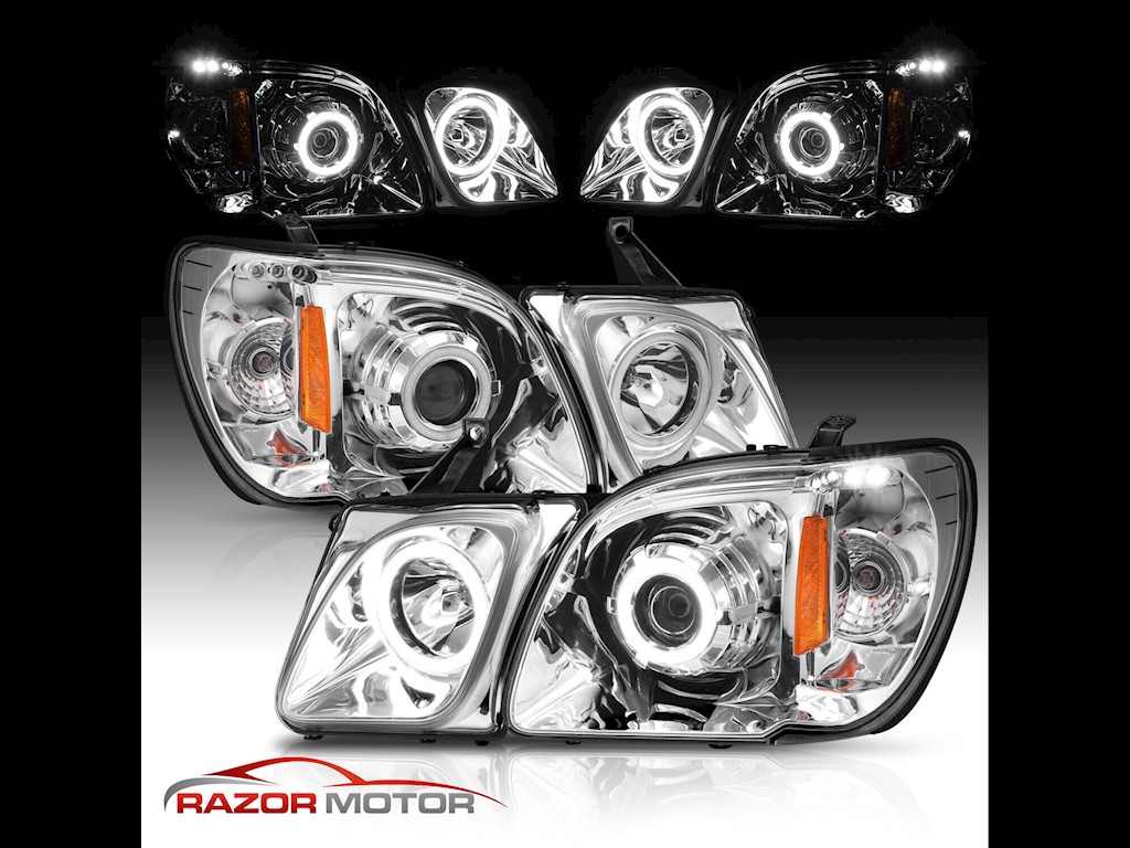 1998-2006 Lexus LX470 Angel Eye Projector Chrome Headlights