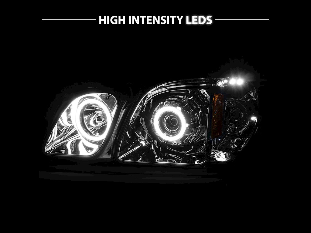 1998-2006 Lexus LX470 Angel Eye Projector Chrome Headlights