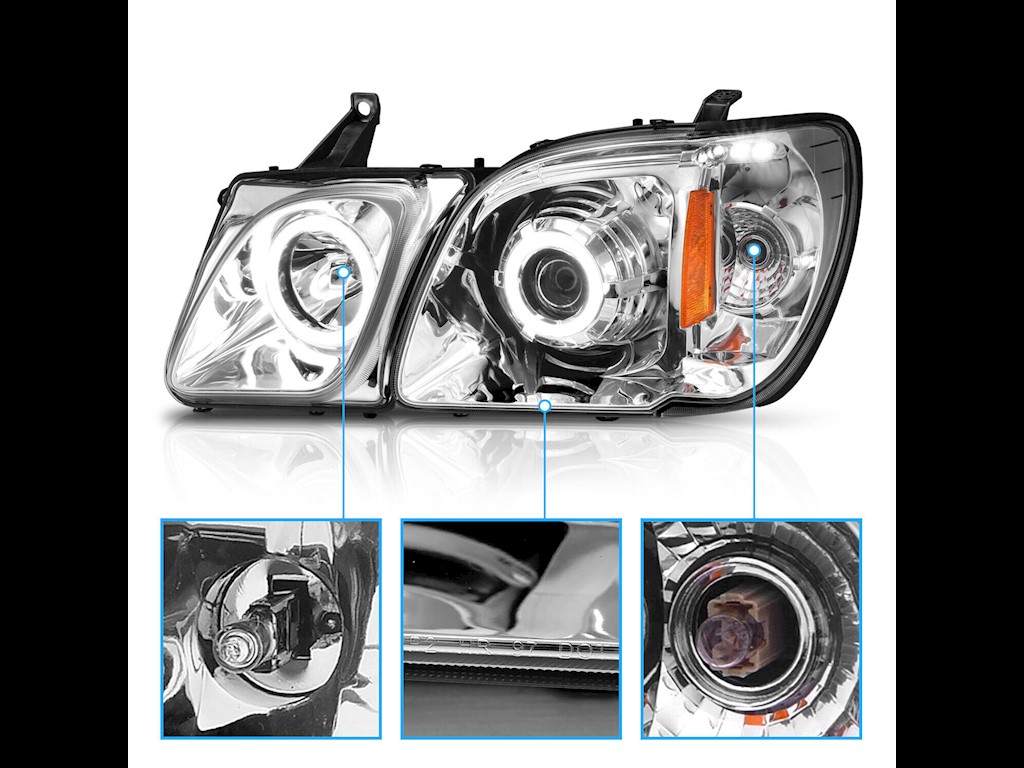 1998-2006 Lexus LX470 Angel Eye Projector Chrome Headlights