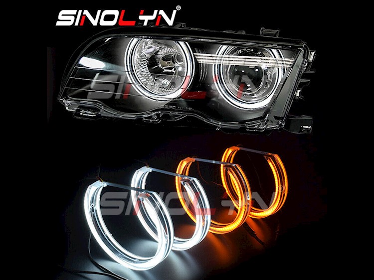 DTM Acrylic LED Angel Eyes Halos Switchback For BMW E46 Headlight  Accessories