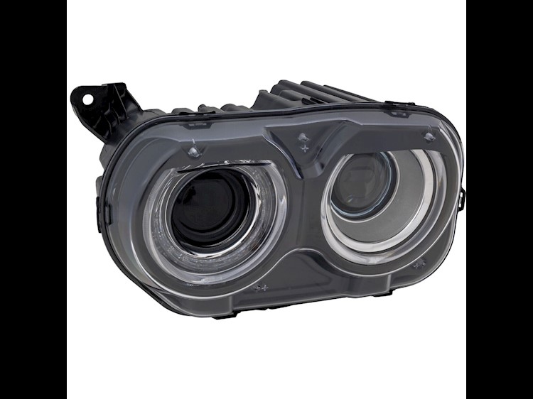 DTMOTO Passenger Side Halogen Headlight For 2015-2022 Dodge Challenger – W/ LED Halo, Black Housing, DOT Compliant