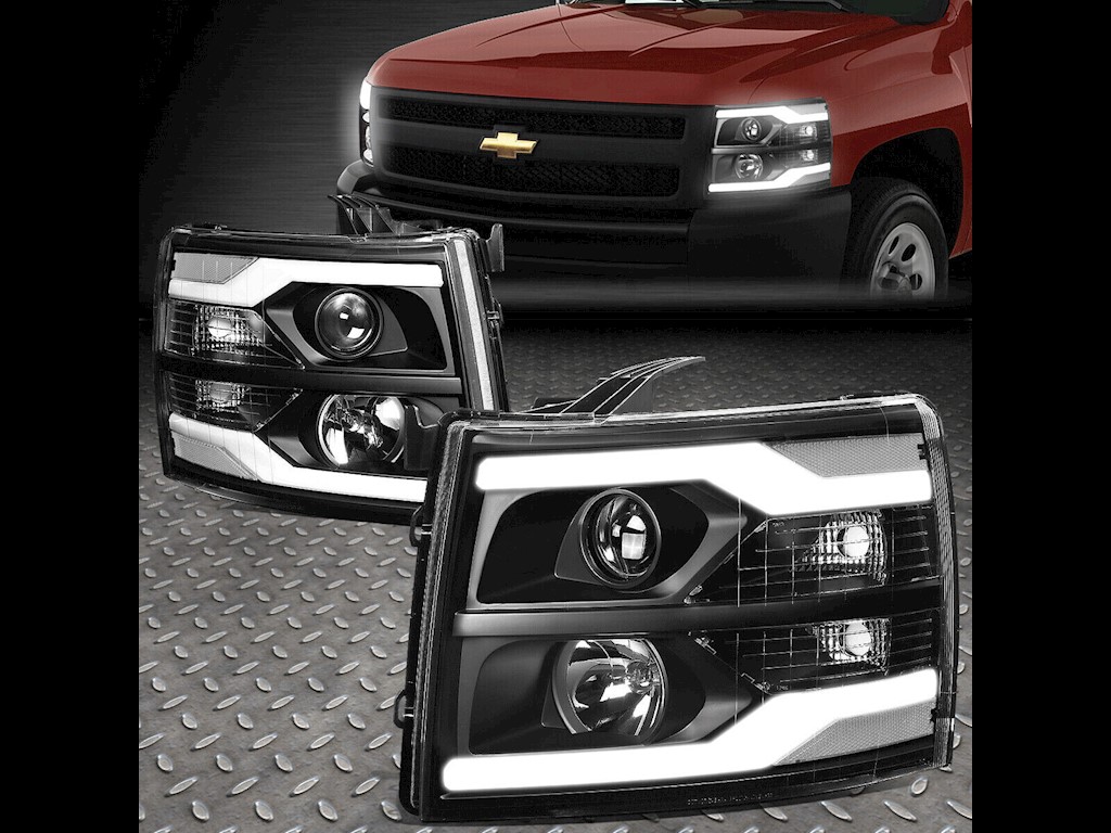 KAC Black Housing Headlights W/ Clear Lens For Chevy Silverado 2003-2006