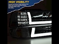 1999-2002 Chevy Silverado 00-06 Tahoe LED DRL Chrome Headlights+bumper Lamps