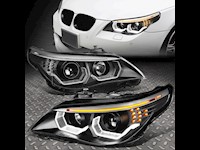 2004-2007 BMW E60 5-SERIES PROJECTOR [LED SIGNAL 3D HALO DRL] HEADLIGHTS BLACK